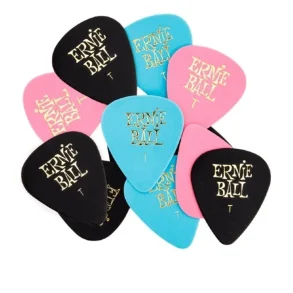 Ernie Ball EB-9167 Cellulose Picks Thin, mixed colors, 12 pk